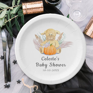 Assiettes En Carton Baby Shower Bohème Petite Agneau Citrouille Aquare