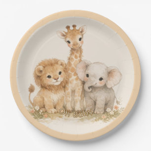 Assiettes En Carton Baby Shower Bohème Safari Mignon Animal Terreux Ne