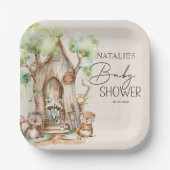 Assiettes En Carton Baby shower Boho Animaux des bois (Recto)