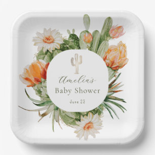 Assiettes En Carton Baby shower Boho Cactus