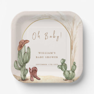 Assiettes En Carton Baby shower Boho Cactus Arch Desert Cowboy