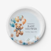 Assiettes En Carton Baby shower Boho de l'ours en peluche (Devant)