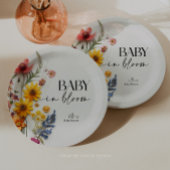 Assiettes En Carton Baby shower Boho Fleur sauvage de fleurs pressées
