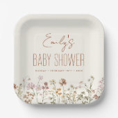 Assiettes En Carton Baby shower Boho Fleur sauvage En Terracotta En Fl (Recto)