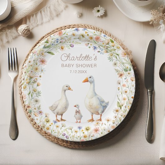 Assiettes En Carton Baby shower Boho Fleur sauvage Goose