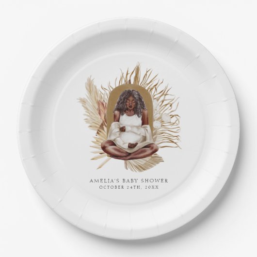 Assiettes En Carton Baby shower Boho Florals (Devant)