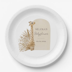 Assiettes En Carton Baby shower Boho Giraffe