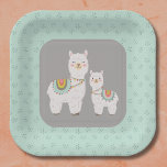 Assiettes En Carton Baby shower boho llama<br><div class="desc">Collection de baby showers élégants de boho llama</div>