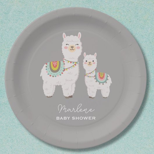 Assiettes En Carton Baby shower boho llama