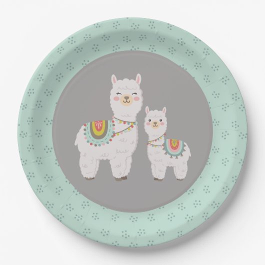 Assiettes En Carton Baby shower boho llama (Devant)