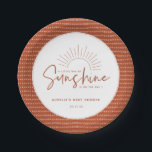 Assiettes En Carton Baby shower Boho Sunshine<br><div class="desc">Un petit rayon de soleil est sur le chemin !,  plaque de papier Baby shower.</div>