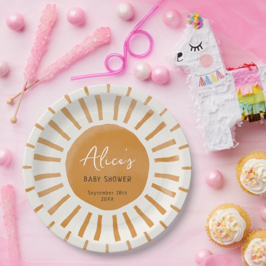 Assiettes En Carton Baby shower Boho Sunshine Cute (Fête)