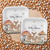 Assiettes En Carton Baby shower Boho Woodland Forest Animaux