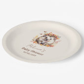 Assiettes En Carton Baby shower boisé mignon de Hérisson Automne (Angle)