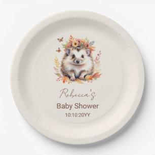 Assiettes En Carton Baby shower boisé mignon de Hérisson Automne