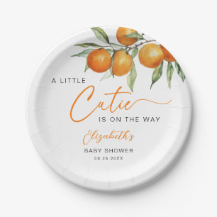 Assiettes En Carton Baby shower Botanique Citrus Orange Little Cutie