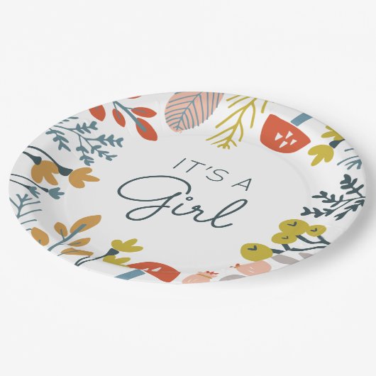 Assiettes En Carton Baby shower botanique d'automne (Angle)
