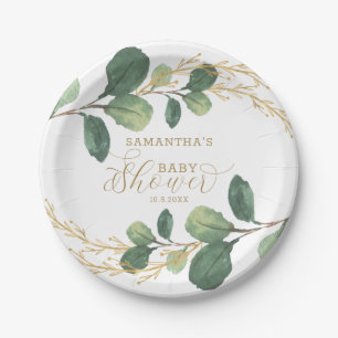 Assiettes En Carton Baby shower botanique de verdure simple