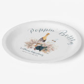 Assiettes En Carton Baby shower Bouteilles Champagne Poppin Blue Boho (Angle)