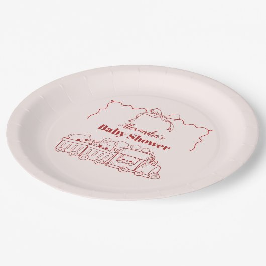 Assiettes En Carton Baby shower Bow Jouets Roses (Angle)