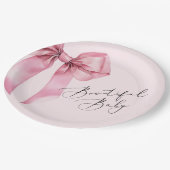 Assiettes En Carton Baby shower Bowtiful Baby Pink Bow (Angle)