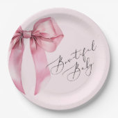 Assiettes En Carton Baby shower Bowtiful Baby Pink Bow (Devant)
