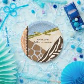 Assiettes En Carton Baby shower Boys Blue Safari Imprimer Thème (Fête)