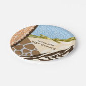 Assiettes En Carton Baby shower Boys Blue Safari Imprimer Thème (Angle)