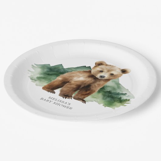 Assiettes En Carton Baby shower Brown Bear Cub (Angle)