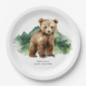 Assiettes En Carton Baby shower Brown Bear Cub (Devant)
