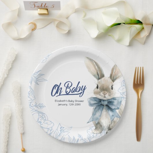 Assiettes En Carton Baby shower Bunny bleu (Mariage)