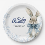 Assiettes En Carton Baby shower Bunny bleu (Devant)