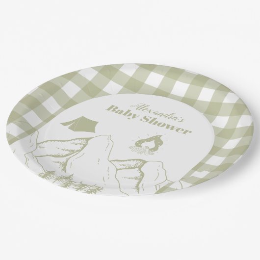 Assiettes En Carton Baby shower Camping Vert (Angle)