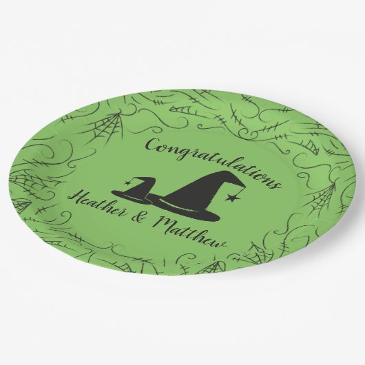 Assiettes En Carton Baby shower Casquette sorcière Halloween (Angle)