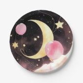 Assiettes En Carton Baby shower céleste enchanté : Lune et étoiles (Devant)