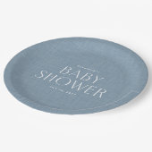 Assiettes En Carton Baby shower chambray bleu mignon simple (Angle)