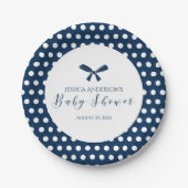 Assiettes En Carton Baby shower Charme Marine Bleu Polka Dot Bow (Devant)