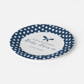 Assiettes En Carton Baby shower Charme Marine Bleu Polka Dot Bow (Angle)