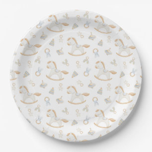 Assiettes En Carton Baby Shower Cheval à Bascule Grandmillennial