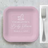 Assiettes En Carton Baby shower Cheval Rose Cute Personnalisé
