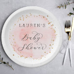 Assiettes En Carton Baby shower circulaire d'aquarelle rose pâle<br><div class="desc">Cette plaque en papier baby shower présente un cercle d'aquarelle peint en rose vif avec des accents de points en faux or. Pour une personnalisation plus avancée de cette conception,  cliquez sur le bouton "Personnaliser". Des articles correspondants sont également disponibles.</div>