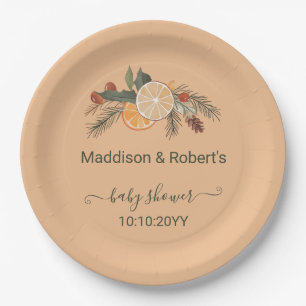 Assiettes En Carton Baby Shower Citron Sec Moderne d'Hiver 