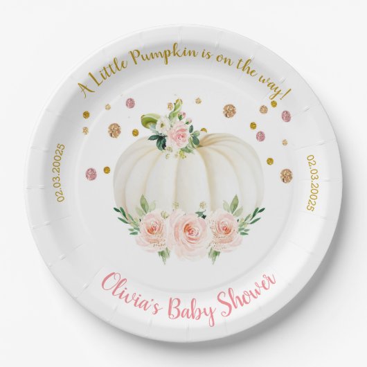 Assiettes En Carton Baby shower citrouille (Devant)