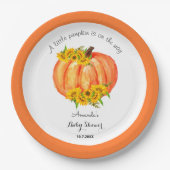 Assiettes En Carton Baby shower citrouille Automne Blanc orange (Devant)