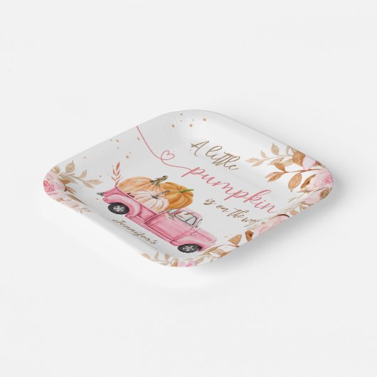 Assiettes En Carton Baby shower citrouille Automne Pink Truck Papier (Angulaire)