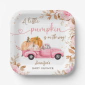 Assiettes En Carton Baby shower citrouille Automne Pink Truck Papier (Recto)