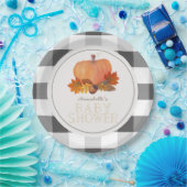 Assiettes En Carton Baby shower citrouille Black Buffalo Checks (Fête)