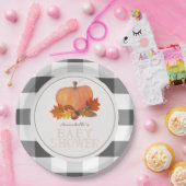 Assiettes En Carton Baby shower citrouille Black Buffalo Checks (Fête)