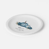 Assiettes En Carton Baby shower Citrouille bleu (Angle)