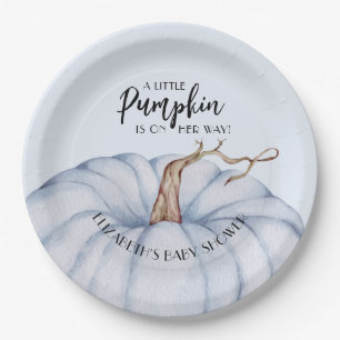 Assiettes En Carton Baby shower Citrouille bleu